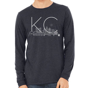 Skyline KC | Heather Navy Unisex Long Sleeve