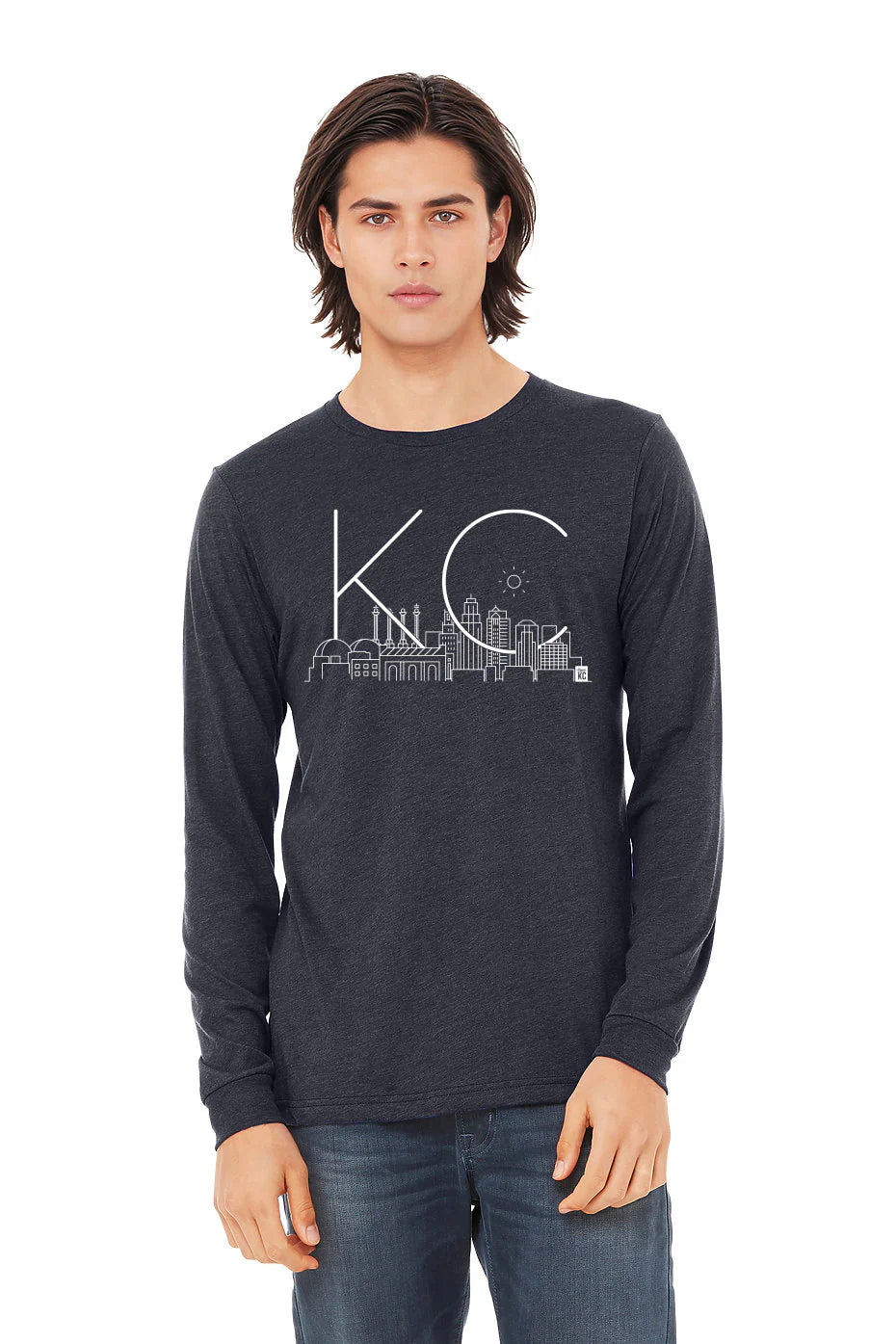 Skyline KC | Heather Navy Unisex Long Sleeve