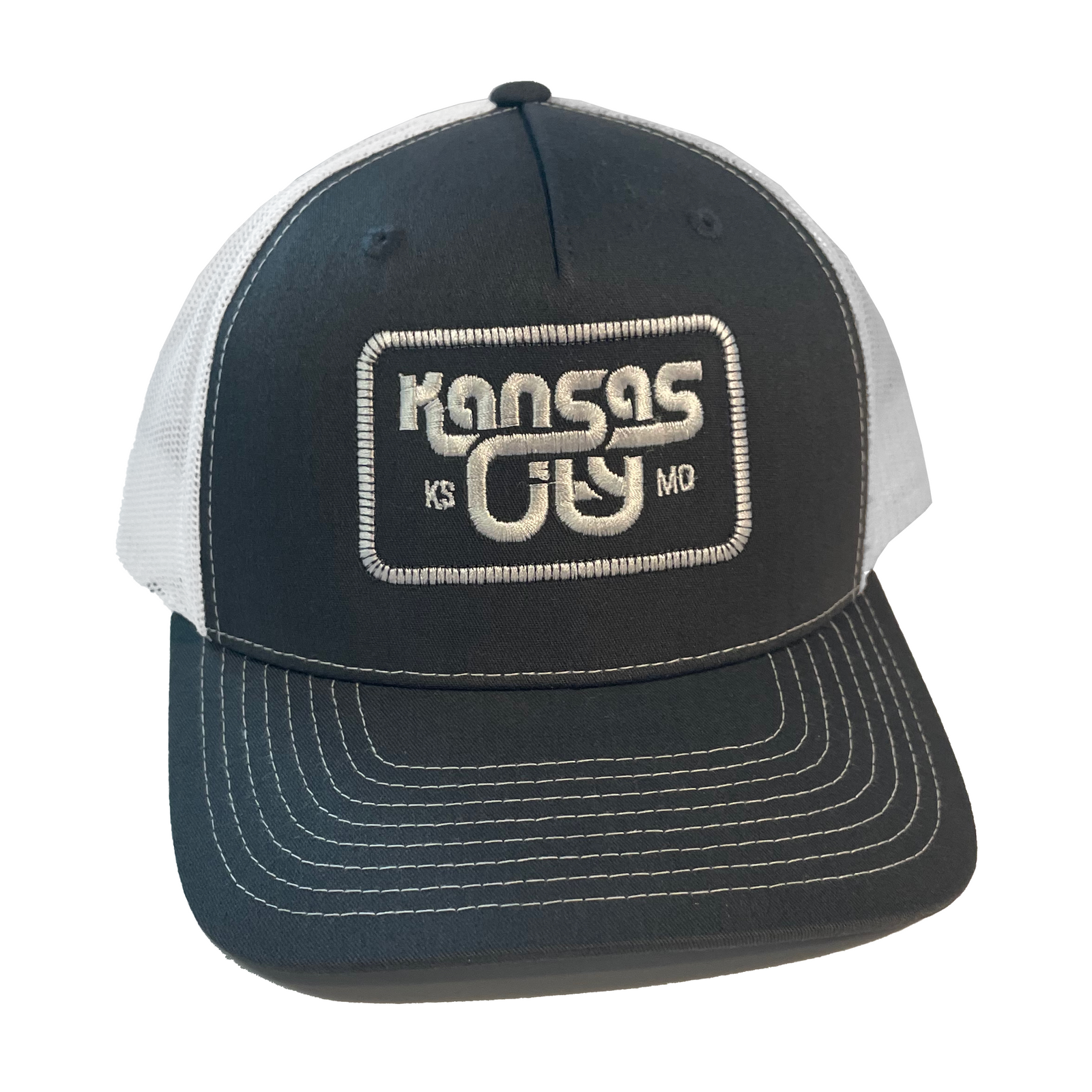 KCK/MO Trucker Cap | Charcoal and White
