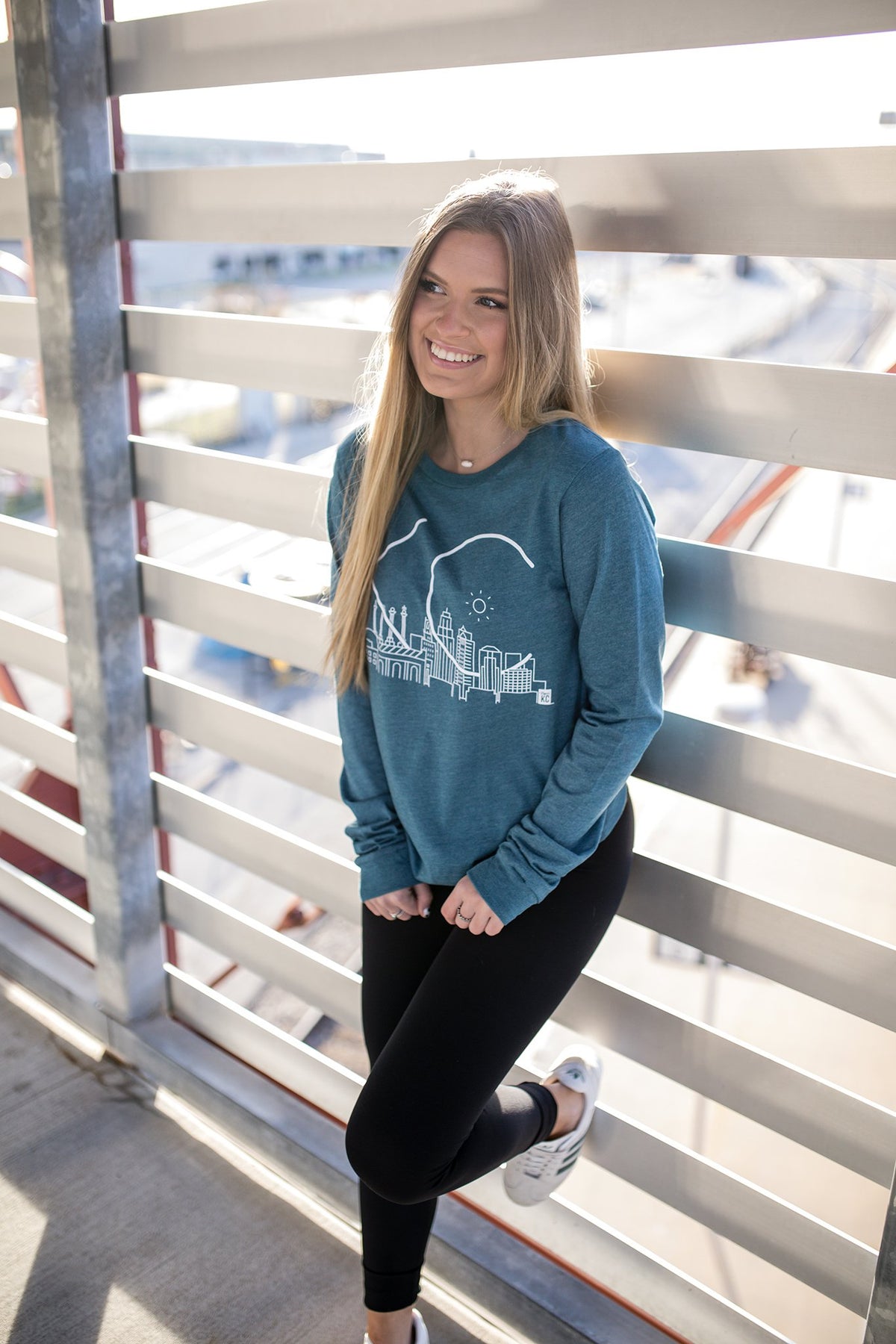 Skyline KC | Teal Unisex Long Sleeve
